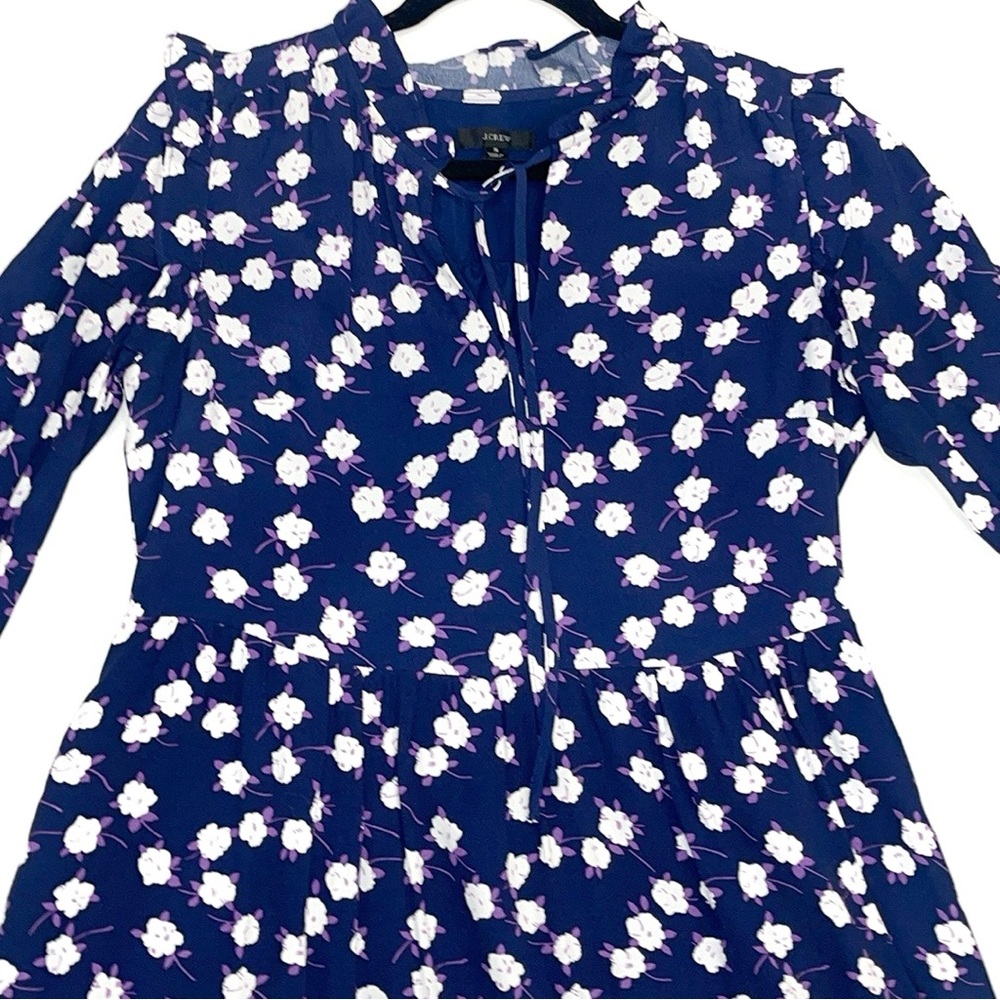 J. Crew Tie Neck Tiered Dress Floral Scattered Peony Print Small NWOT - Picture 9 of 15